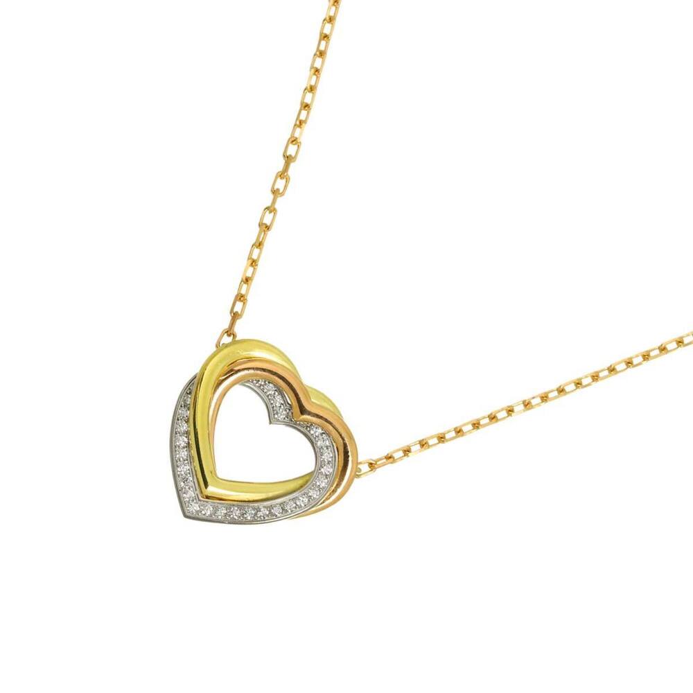 Cartier Trinity Heart Diamond Necklace, 45.5cm, 18K Yellow Gold, White Pink G...